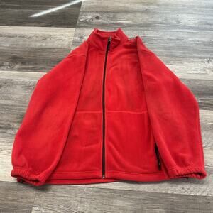 Aigle Red Black Men XL Microfleece Full Zip Mock Neck Windgear Jacket Gorpcore